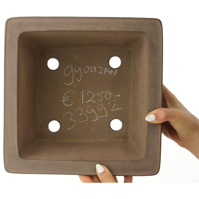 Vaso bonsai quadrato non smaltato di Gyouzan - 260 x 260 x 145 mm