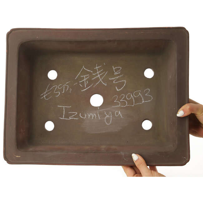 Rectangular unglazed bonsai pot by Izumiya (Zenigo) - 400 x 300 x 105 mm