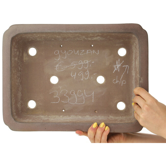 Pot à bonsaï rectangulaire non émaillé de Gyouzan - 370 x 272 x 90 mm