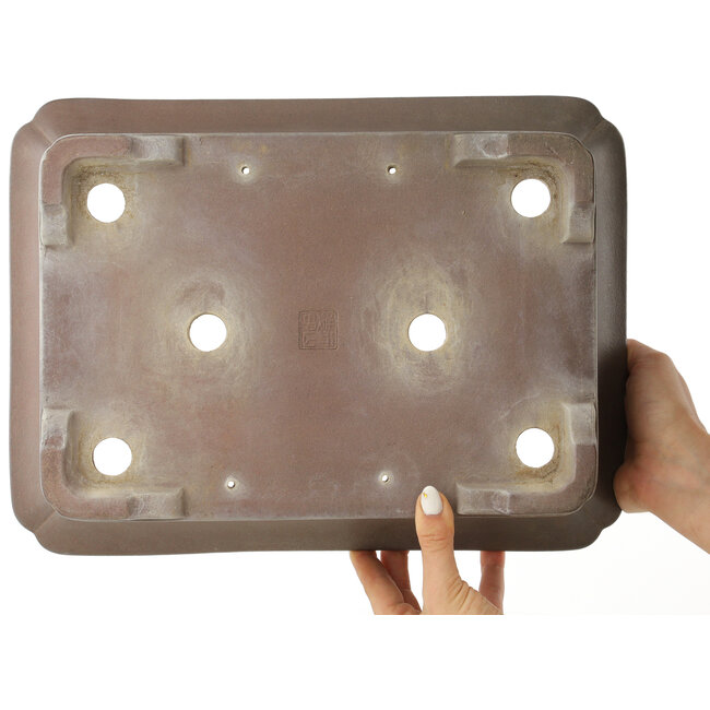 Maceta rectangular sin esmaltar para bonsái de Gyouzan - 370 x 272 x 90 mm