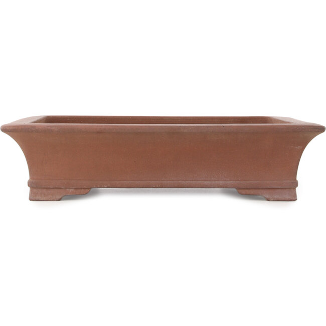 Rectangular unglazed bonsai pot by Gyouzan - 463 x 360 x 110 mm