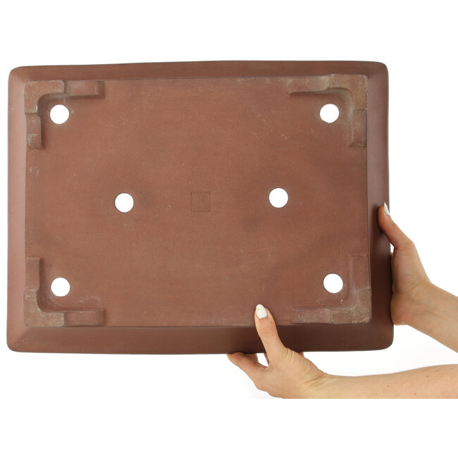 Pot à bonsaï rectangulaire non émaillé de Gyouzan - 463 x 360 x 110 mm