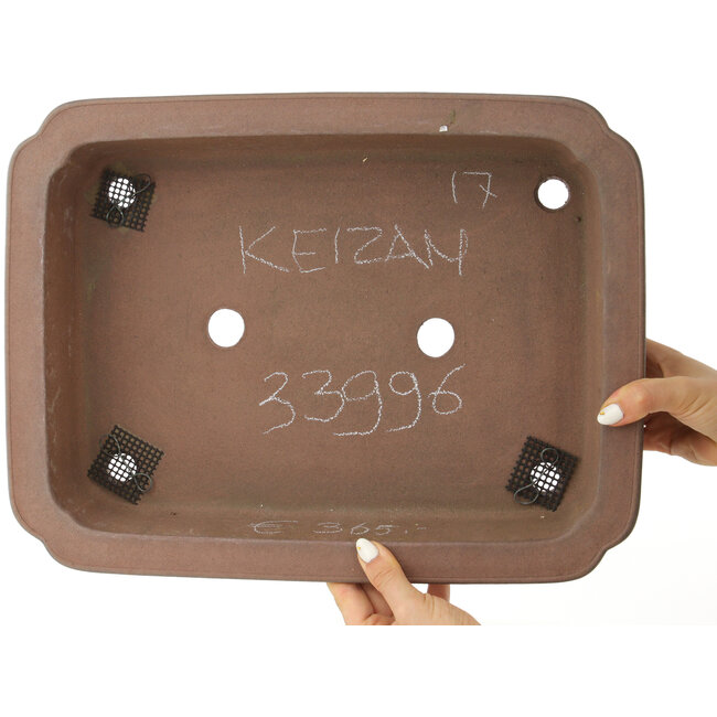 Rechthoekige ongeglazuurde bonsaipot van Keizan - 410 x 312 x 90 mm