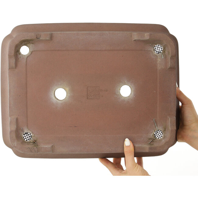Pot à bonsaï rectangulaire non émaillé de Keizan - 410 x 312 x 90 mm