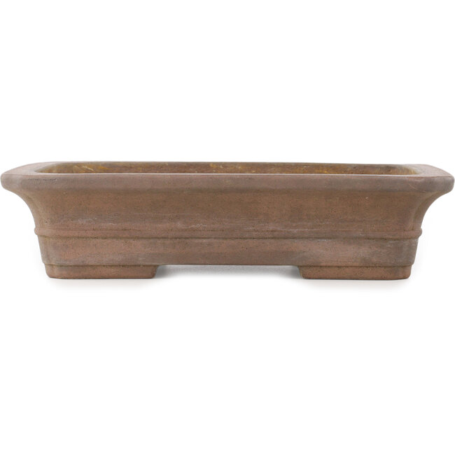Maceta rectangular sin esmaltar para bonsái de Keizan - 315 x 260 x 70 mm