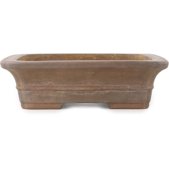Rectangular unglazed bonsai pot by Keizan - 315 x 260 x 70 mm