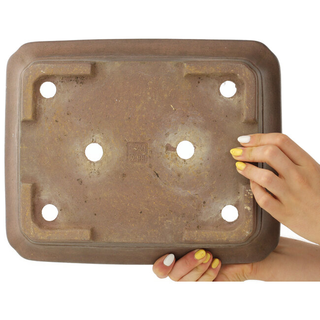 Maceta rectangular sin esmaltar para bonsái de Keizan - 315 x 260 x 70 mm