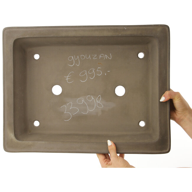 Maceta rectangular sin esmaltar para bonsái de Gyouzan - 470 x 357 x 112 mm