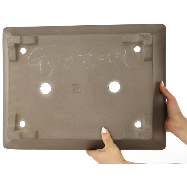 Maceta rectangular sin esmaltar para bonsái de Gyouzan - 470 x 357 x 112 mm