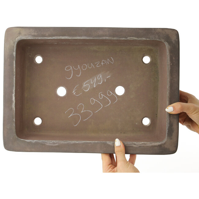 Pot à bonsaï rectangulaire non émaillé de Gyouzan - 373 x 268 x 95 mm