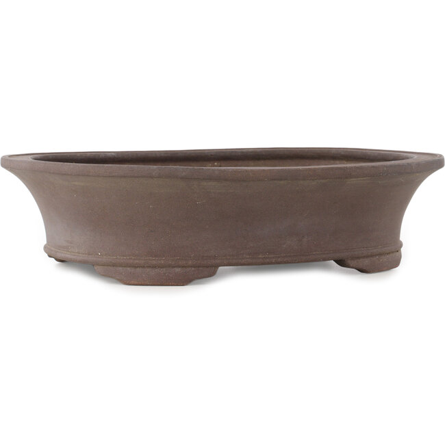 Oval unglazed bonsai pot by Haru Matsu - 400 x 320 x 98 mm