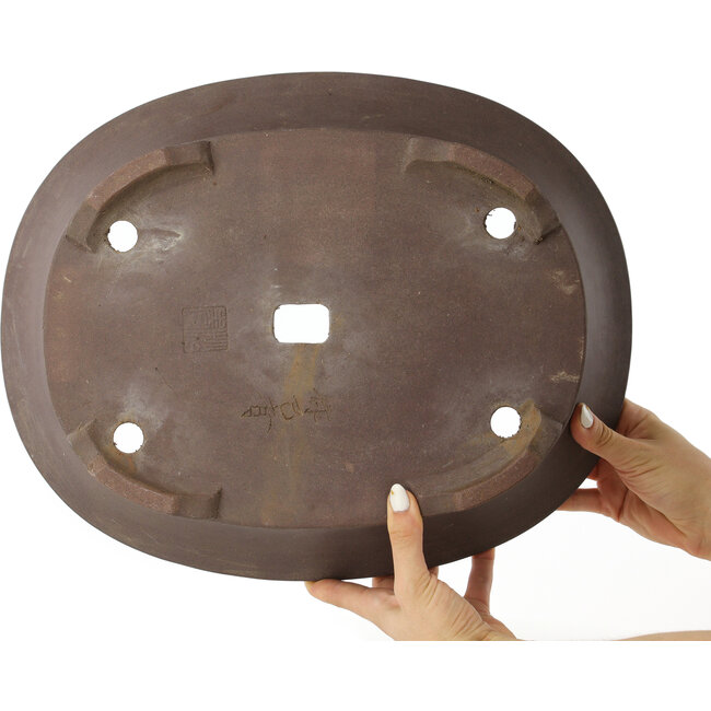 Maceta ovalada sin esmaltar para bonsái de Haru Matsu - 400 x 320 x 98 mm