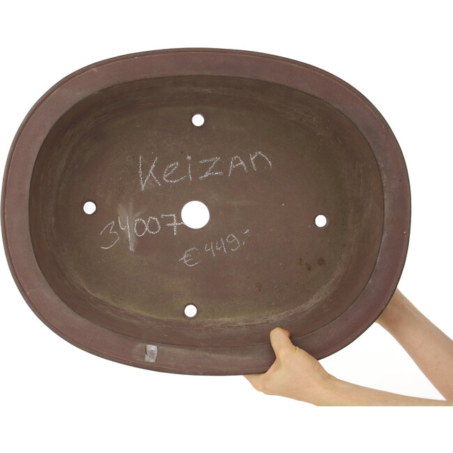 Pot à bonsaï ovale non émaillé de Keizan - 495 x 395 x 145 mm