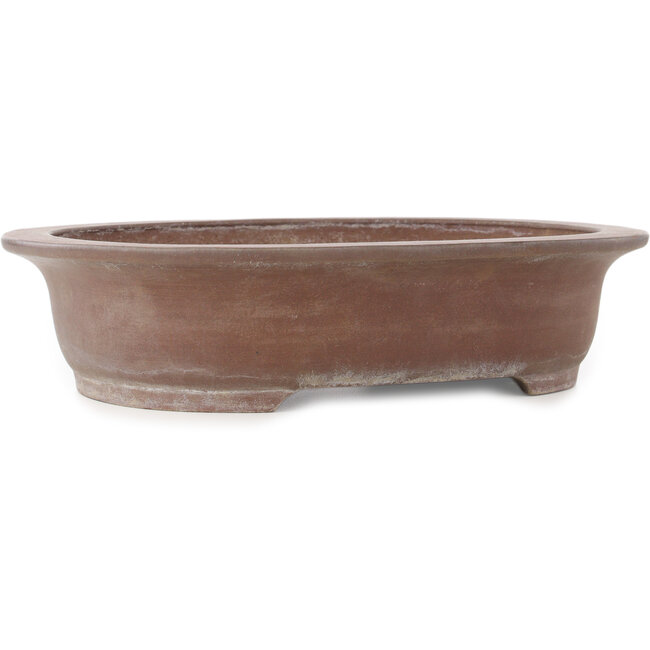 Oval unglazed bonsai pot by Houkuzan - 405 x 318 x 98 mm
