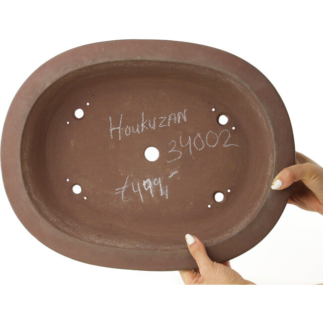 Maceta para bonsái ovalada sin esmaltar de Houkuzan - 405 x 318 x 98 mm