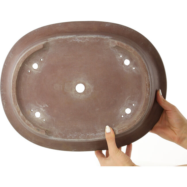 Pot à bonsaï ovale non émaillé par Houkuzan - 405 x 318 x 98 mm