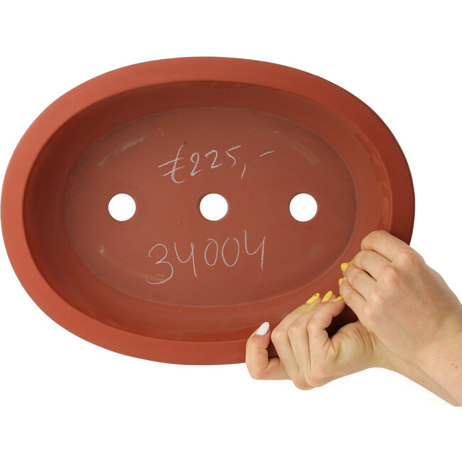 Oval unglazed bonsai pot - 355 x 265 x 85 mm