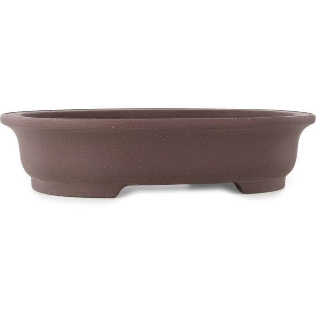 Oval unglazed bonsai pot by Yamaaki - 430 x 338 x 100 mm