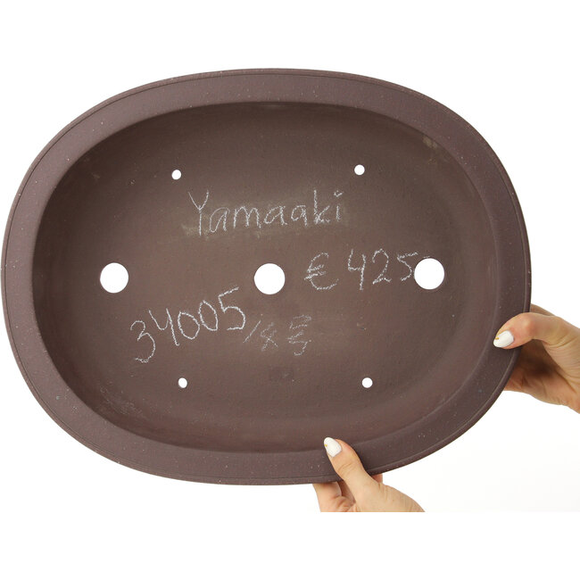 Pot à bonsaï ovale non émaillé de Yamaaki - 430 x 338 x 100 mm