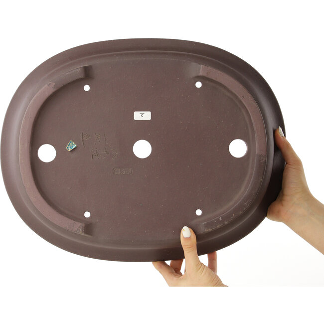 Ovale ongeglazuurde bonsai pot van Yamaaki - 430 x 338 x 100 mm