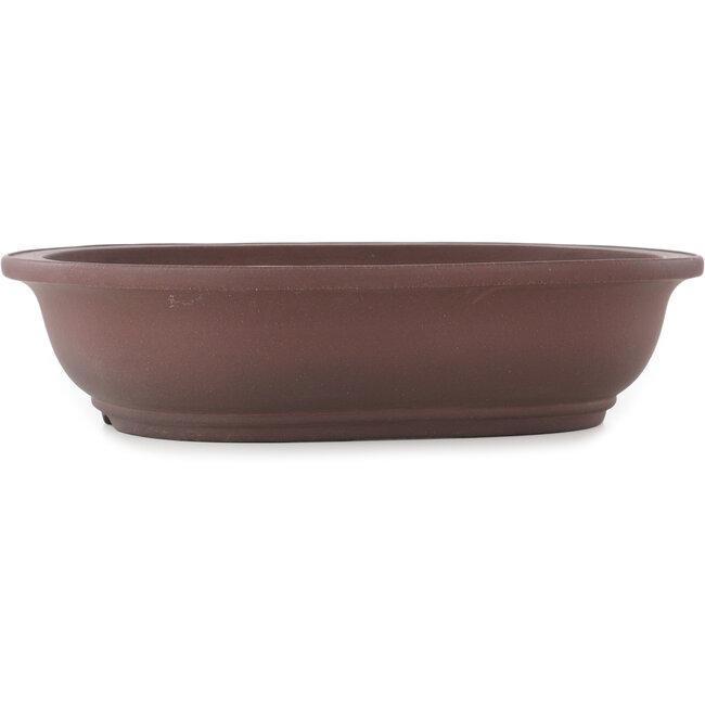 Oval unglazed bonsai pot by Yamaaki - 435 x 343 x 105 mm