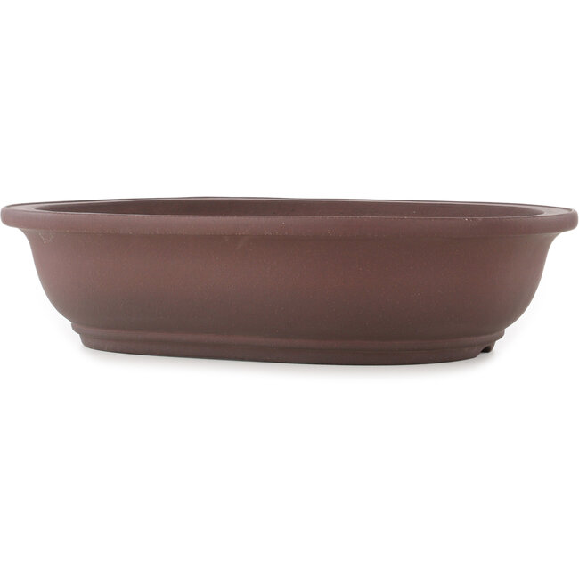 Oval unglazed bonsai pot by Yamaaki - 435 x 343 x 105 mm