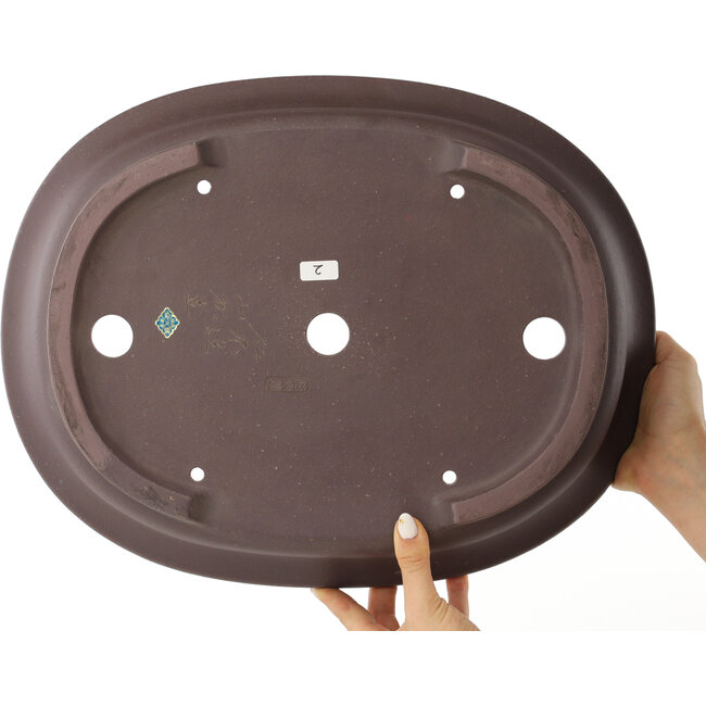 Pot à bonsaï ovale non émaillé de Yamaaki - 432 x 340 x 100 mm