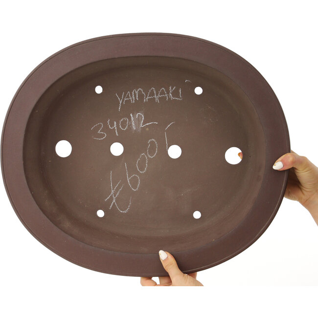 Oval unglazed bonsai pot by Yamaaki - 460 x 388 x 115 mm