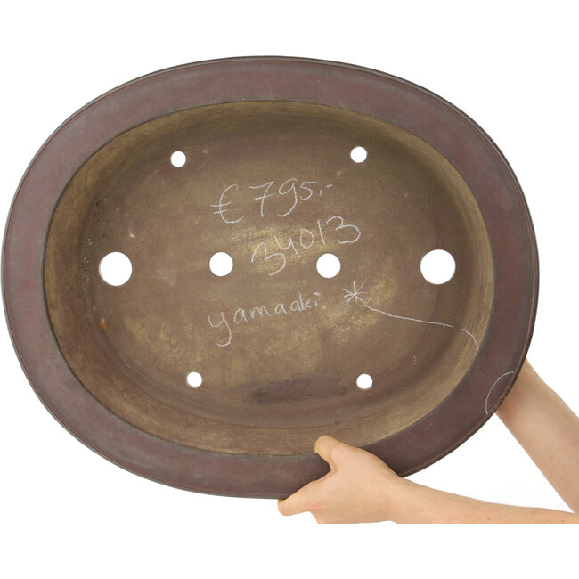 Maceta para bonsái ovalada sin esmaltar de Yamaaki - 515 x 425 x 125 mm