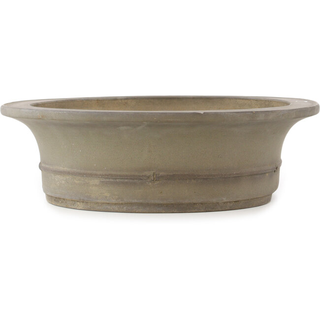 Oval unglazed bonsai pot by Seibun - 488 x 398 x 118 mm