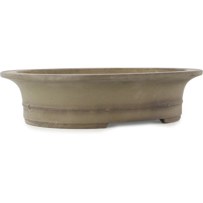Oval unglazed bonsai pot by Seibun - 488 x 398 x 118 mm