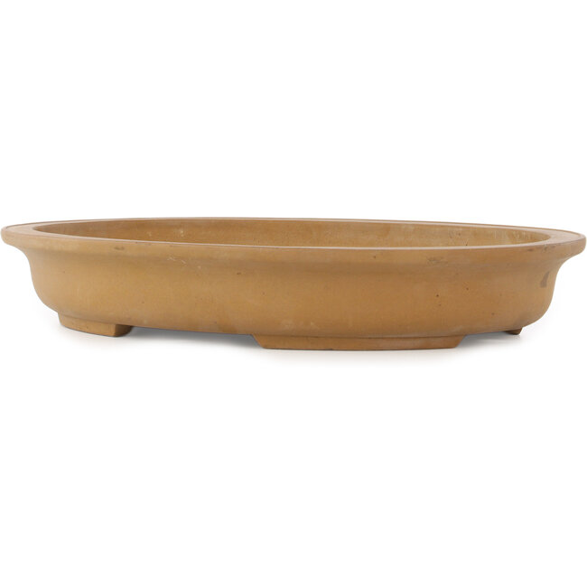 Oval unglazed bonsai pot by Maruhei - 475 x 365 x 75 mm