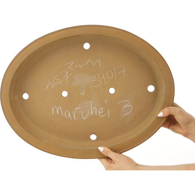 Pot à bonsaï ovale non émaillé de Maruhei - 475 x 365 x 75 mm