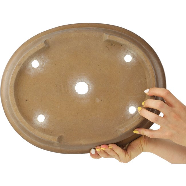 Maceta para bonsái ovalada sin esmaltar de Kinka - 355 x 280 x 85 mm