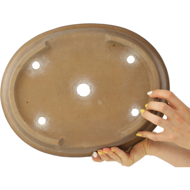 Ovale ongeglazuurde bonsai pot van Kinka - 355 x 280 x 85 mm