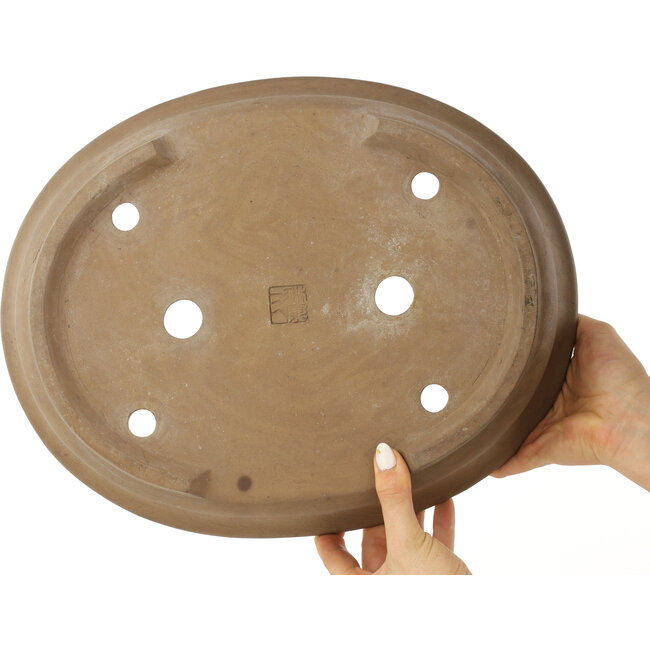 Pot à bonsaï ovale non émaillé de Shouzan - 365 x 295 x 83 mm