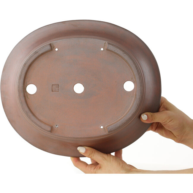 Maceta para bonsái ovalada sin esmaltar de Reiho - 320 x 273 x 100 mm