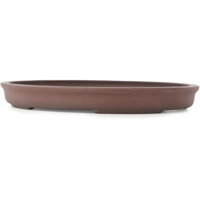 Oval unglazed bonsai pot by Yamaaki - 420 x 310 x 45 mm