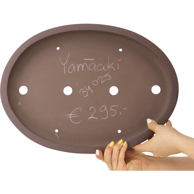 Maceta para bonsái ovalada sin esmaltar de Yamaaki - 420 x 310 x 45 mm
