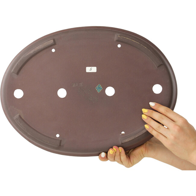 Maceta para bonsái ovalada sin esmaltar de Yamaaki - 420 x 310 x 45 mm