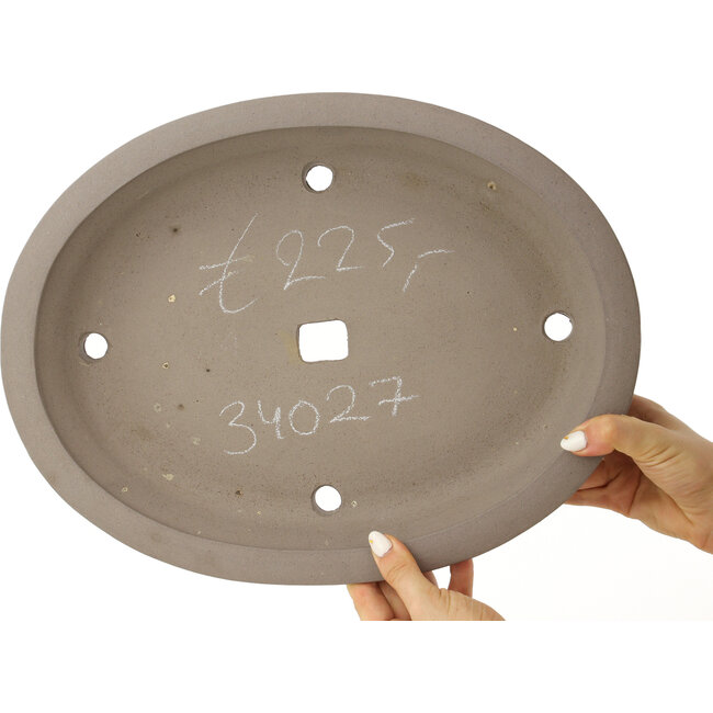 Oval unglazed bonsai pot - 385 x 295 x 65 mm