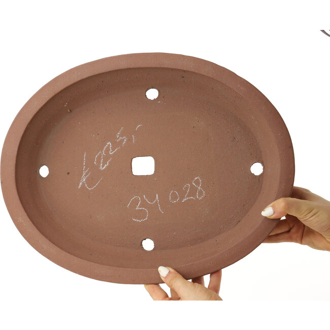 Oval unglazed bonsai pot - 380 x 295 x 63 mm