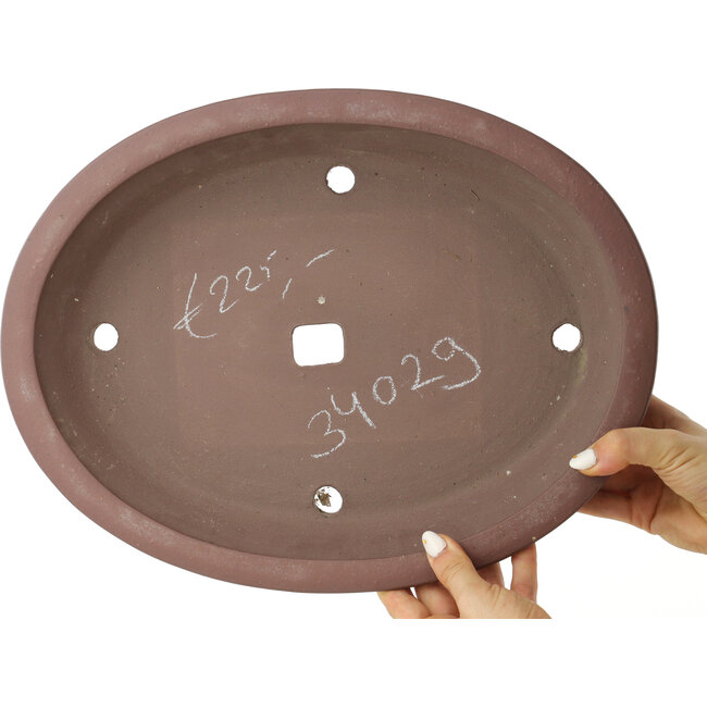 Oval unglazed bonsai pot - 380 x 290 x 60 mm