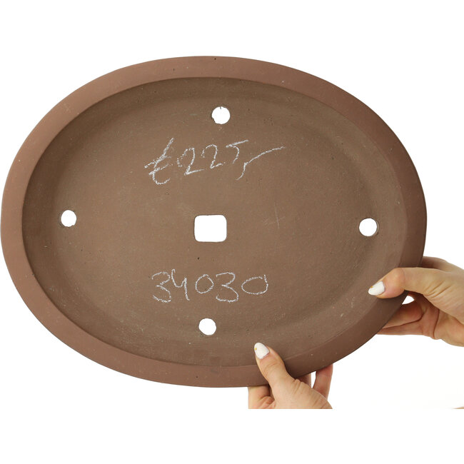 Oval unglazed bonsai pot - 380 x 290 x 60 mm