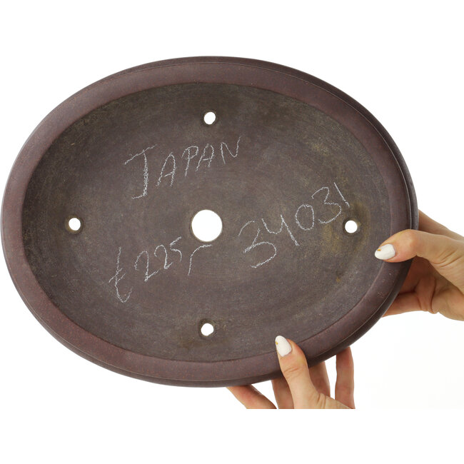 Oval unglazed bonsai pot - 340 x 270 x 90 mm