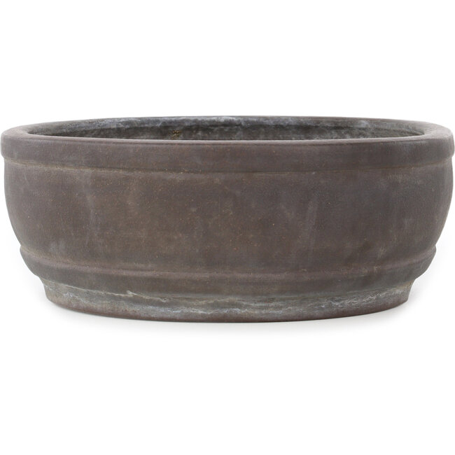Oval unglazed bonsai pot by Keizan - 392 x 305 x 110 mm
