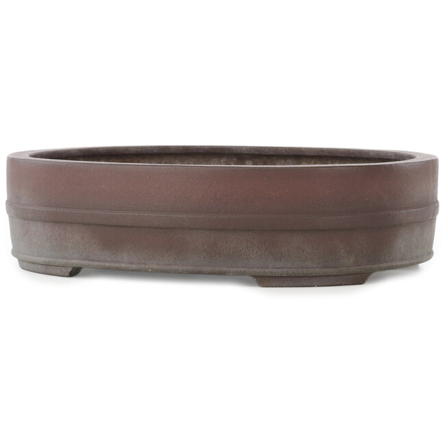Oval unglazed bonsai pot by Yamaaki - 340 x 278 x 85 mm