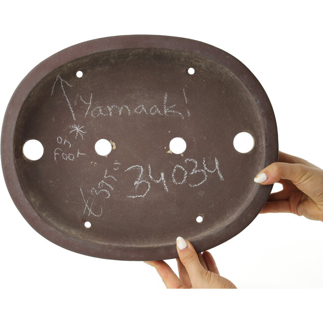 Maceta para bonsái ovalada sin esmaltar de Yamaaki - 340 x 278 x 85 mm