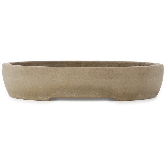 Oval unglazed bonsai pot by Seibun - 385 x 300 x 75 mm