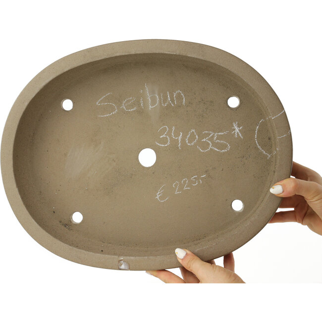 Pot à bonsaï ovale non émaillé de Seibun - 385 x 300 x 75 mm